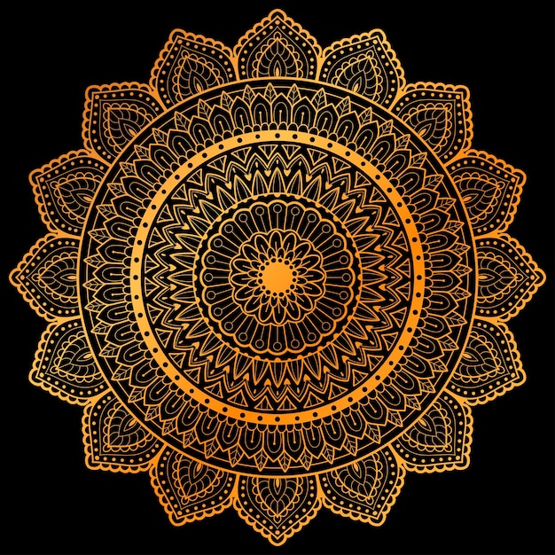 Mandala art golden illustration design