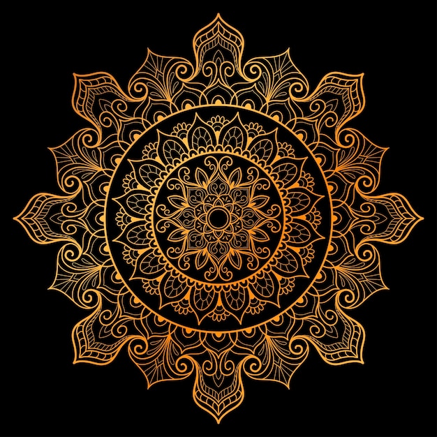 Mandala art golden illustration design