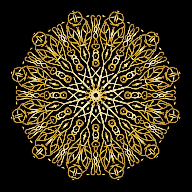 mandala background in black and gold color