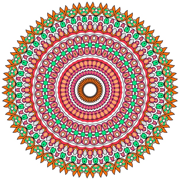 Mandala Background With Great Colors. Unusual Flower Shape. Oriental. Anti-Stress Therapy Patterns.