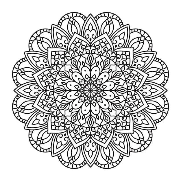 Mandala black and white coloring page vector illustration