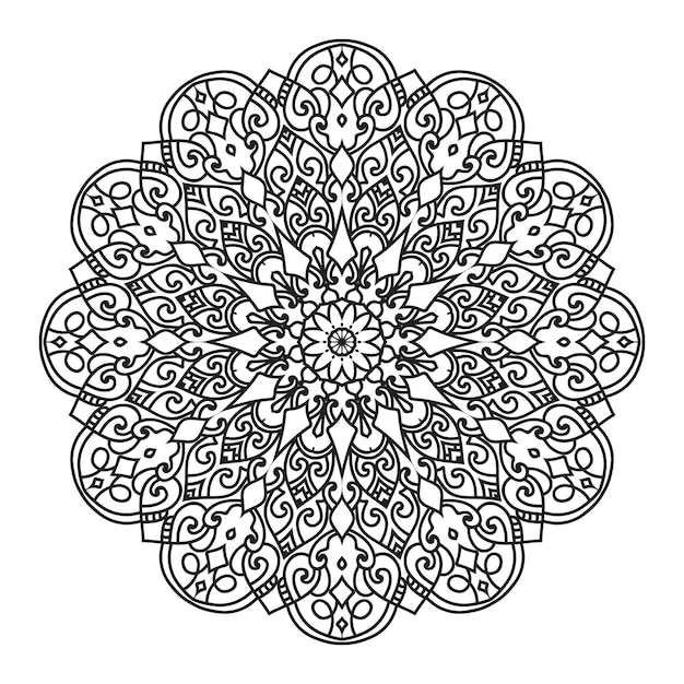 Mandala black and white coloring page vector illustration