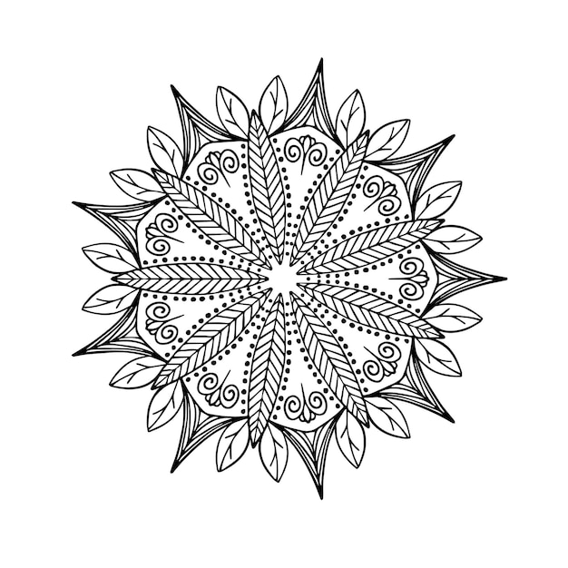 Mandala black and white flower