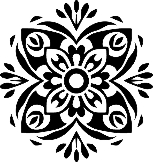 Mandala Black and White Isolated Icon Vector illustration