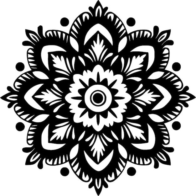 Mandala Black and White Isolated Icon Vector illustration