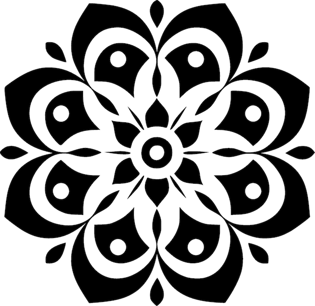 Mandala Black and White Isolated Icon Vector illustration