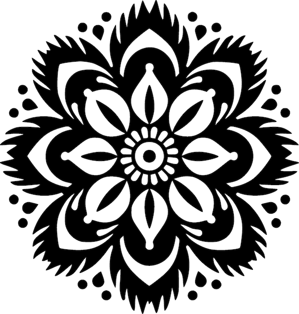 Mandala Black and White Isolated Icon Vector illustration