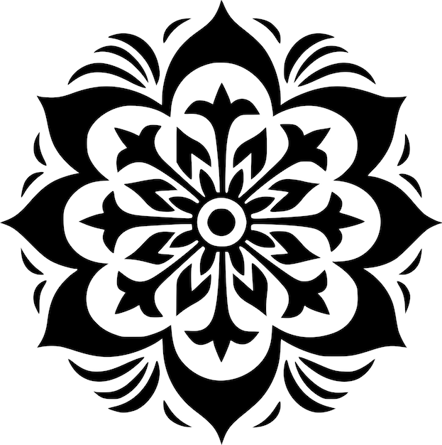 Mandala Black and White Isolated Icon Vector illustration