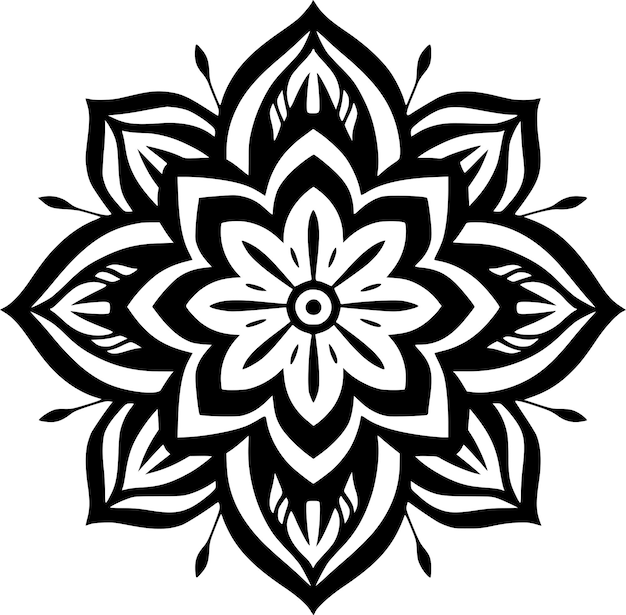 Mandala Black and White Isolated Icon Vector illustration