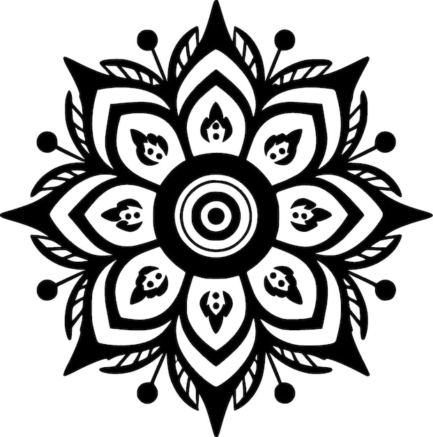 Mandala Black and White Vector illustration