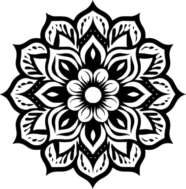 Mandala Black and White Vector illustration