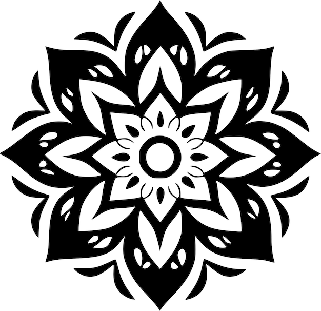 Mandala Black and White Vector illustration