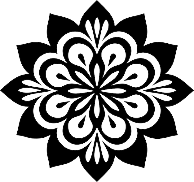 Mandala Black and White Vector illustration