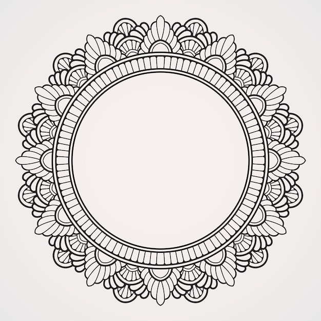 Vector mandala border with simple ornaments suitable for henna tattoos photos coloring books