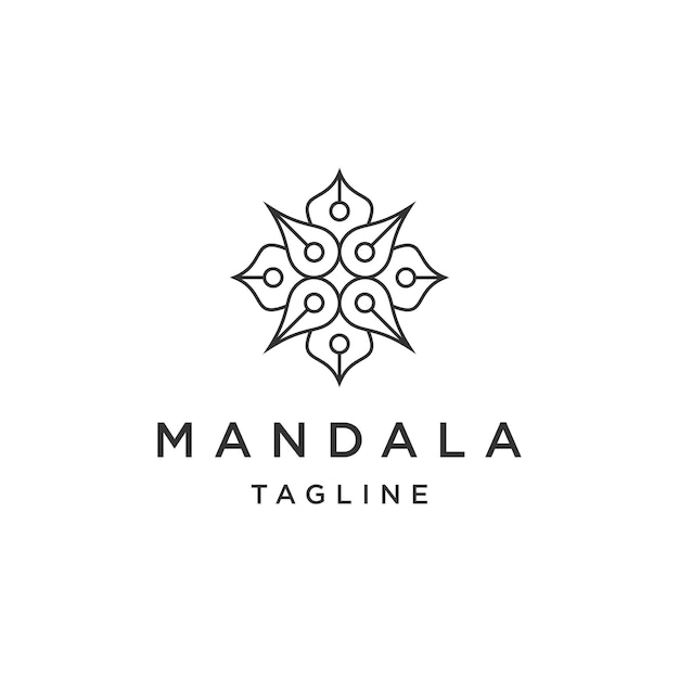 Mandala boutique line logo design template flat vector