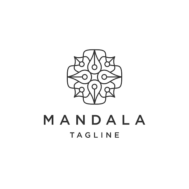 Mandala boutique line logo design template flat vector