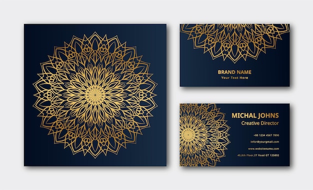 mandala business card background  gold color design