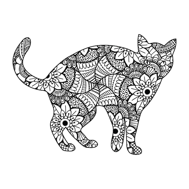 Mandala Cat Coloring Page For Kids