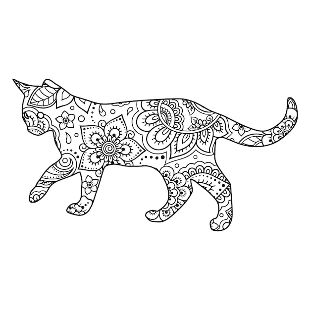 Mandala Cat Coloring Page For Kids