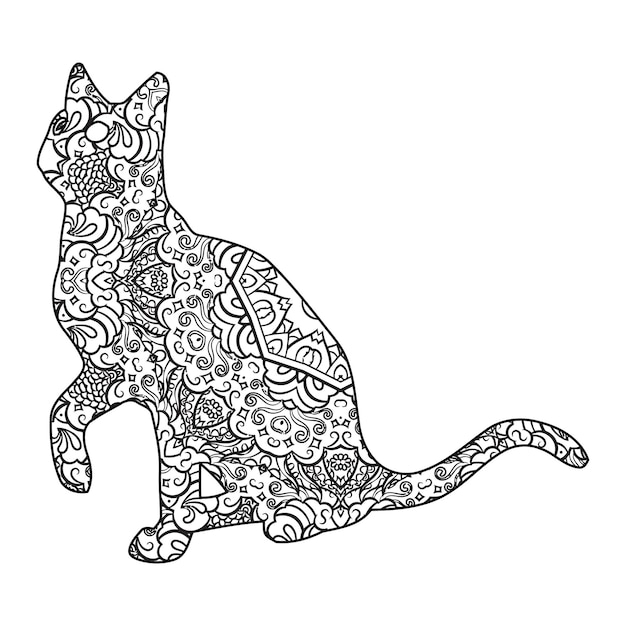 Mandala Cat Coloring Page For Kids