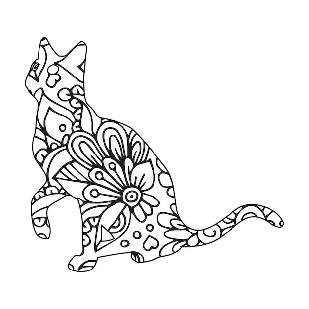 Mandala Cat Coloring Page For Kids