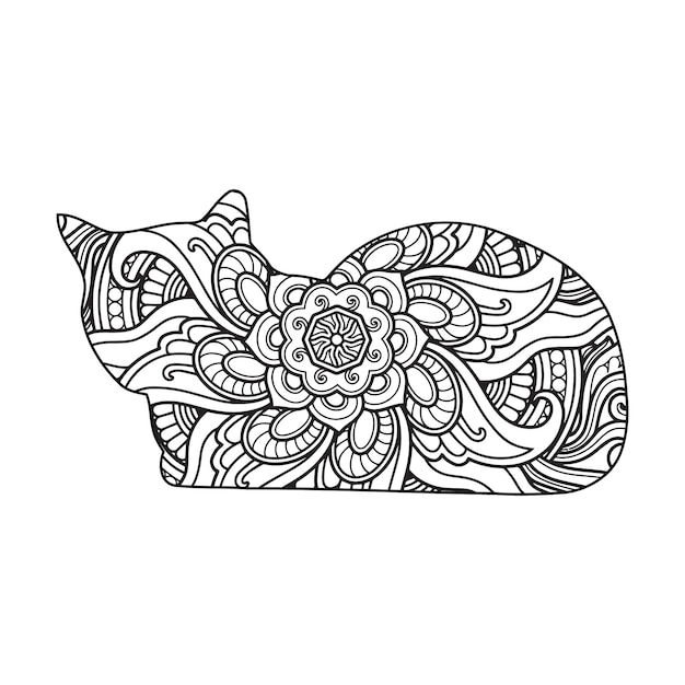 Mandala Cat Coloring Page For Kids