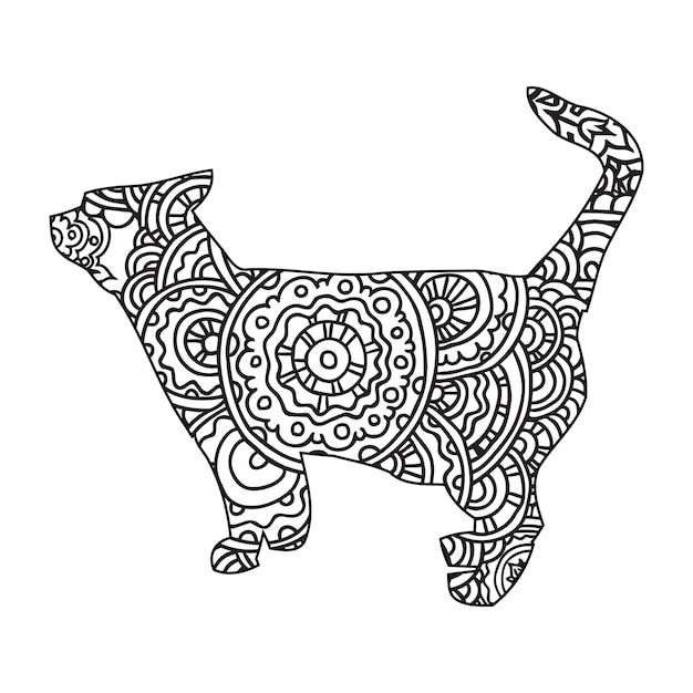 Mandala Cat Coloring Page For Kids