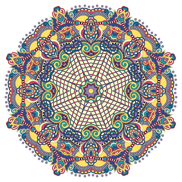 Mandala circle decorative spiritual indian symbol of lotus flower round ornament pattern