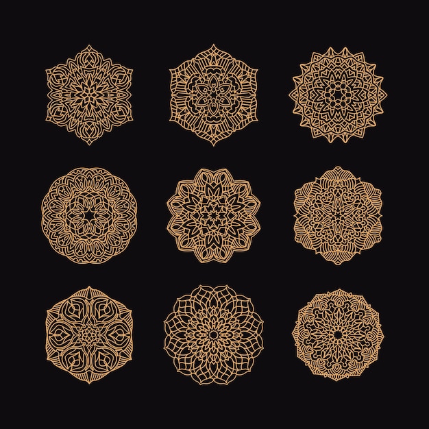 Mandala collection set vector illustration Vintage decorative elements Hand drawn background Islam Arabic Indian ottoman motifs