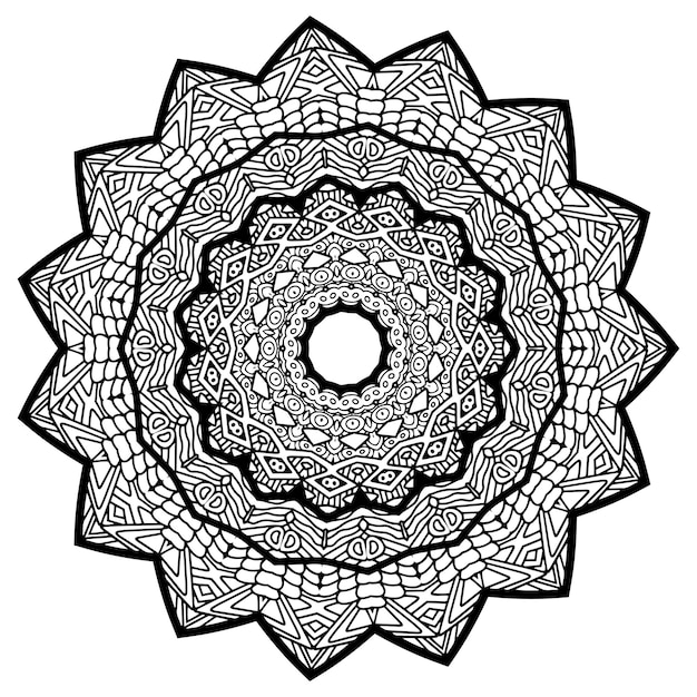 Mandala coloring book vector hand drawn ethnic oriental circle ornament on white background wall art