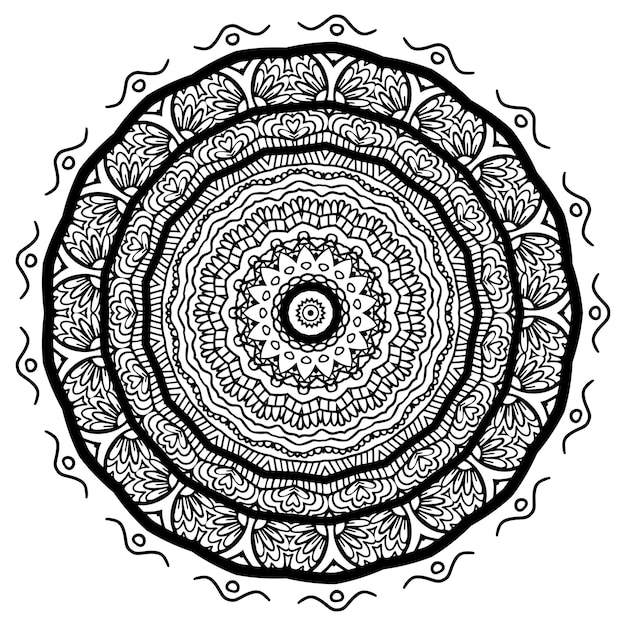 Mandala coloring book vector hand drawn ethnic oriental circle ornament on white background wall art