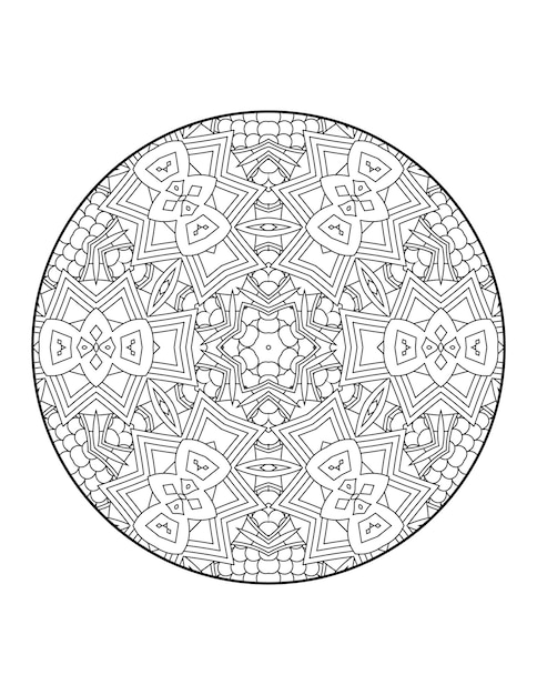 Mandala coloring page for adults and hand drawn outline mandala coloring book for kids line art