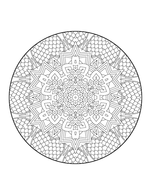 Mandala coloring page for adults and hand drawn outline mandala coloring book for kids line art