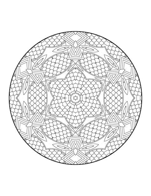 Mandala coloring page for adults and hand drawn outline mandala coloring book for kids line art