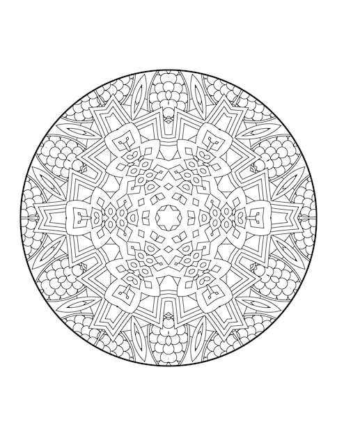 Mandala coloring page for adults and hand drawn outline mandala coloring book for kids line art