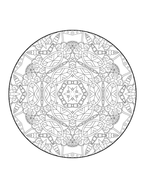 Mandala coloring page for adults and hand drawn outline mandala coloring book for kids line art