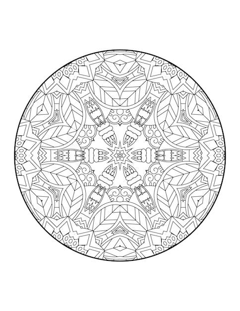 Mandala coloring page for adults and hand drawn outline mandala coloring book for kids line art