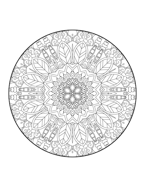 Mandala coloring page for adults and hand drawn outline mandala coloring book for kids line art