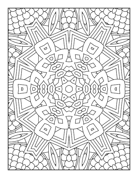 Mandala coloring page for adults and hand drawn outline mandala coloring book for kids line art