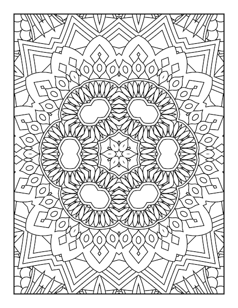 Mandala coloring page for adults and hand drawn outline mandala coloring book for kids line art