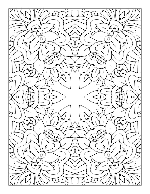 Mandala coloring page for adults and hand drawn outline mandala coloring book for kids line art