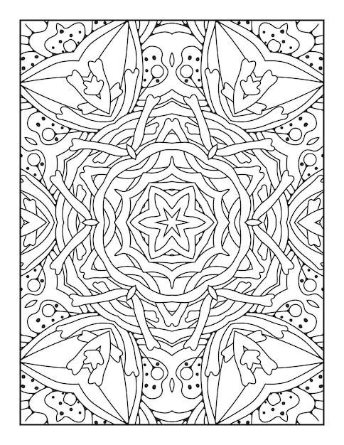 Mandala coloring page for adults and hand drawn outline mandala coloring book for kids line art