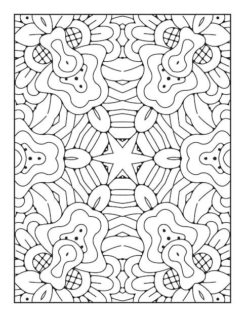 Mandala coloring page for adults and hand drawn outline mandala coloring book for kids line art