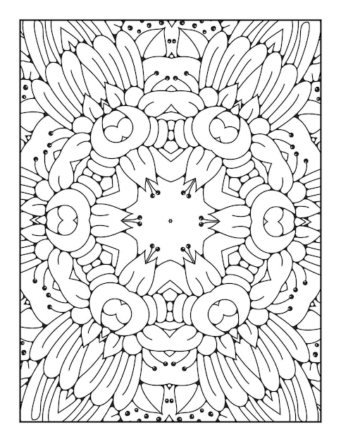 Mandala coloring page for adults and hand drawn outline mandala coloring book for kids line art