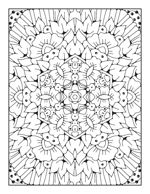 Mandala coloring page for adults and hand drawn outline mandala coloring book for kids line art