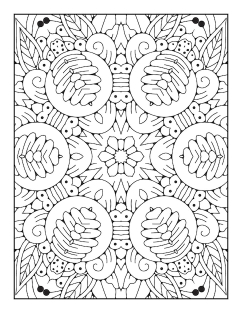 Mandala coloring page for adults and hand drawn outline mandala coloring book for kids line art