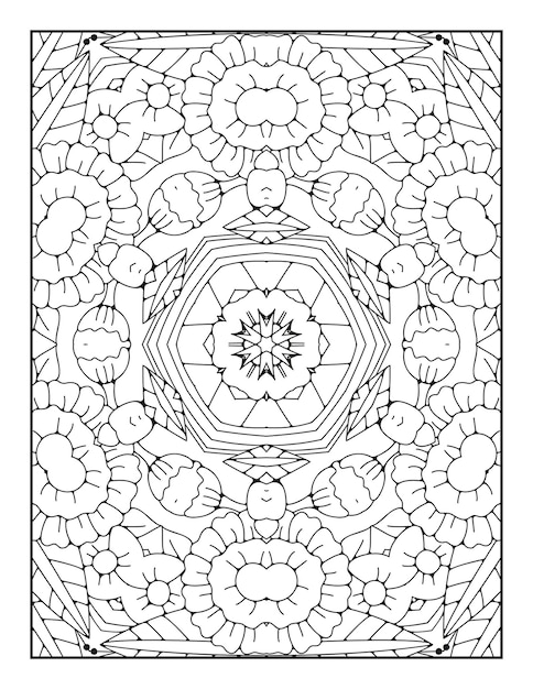 Mandala coloring page for adults and hand drawn outline mandala coloring book for kids line art