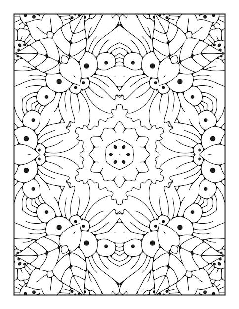 Mandala coloring page for adults and hand drawn outline mandala coloring book for kids line art