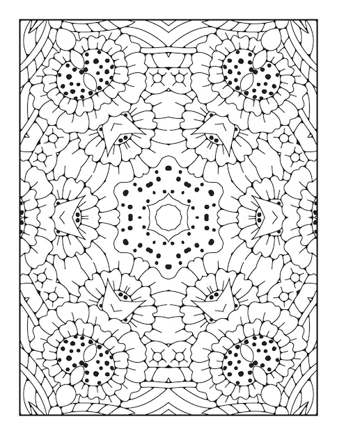 Mandala coloring page for adults and hand drawn outline mandala coloring book for kids line art