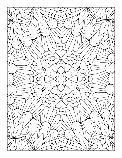 Mandala coloring page for adults and hand drawn outline mandala coloring book for kids line art